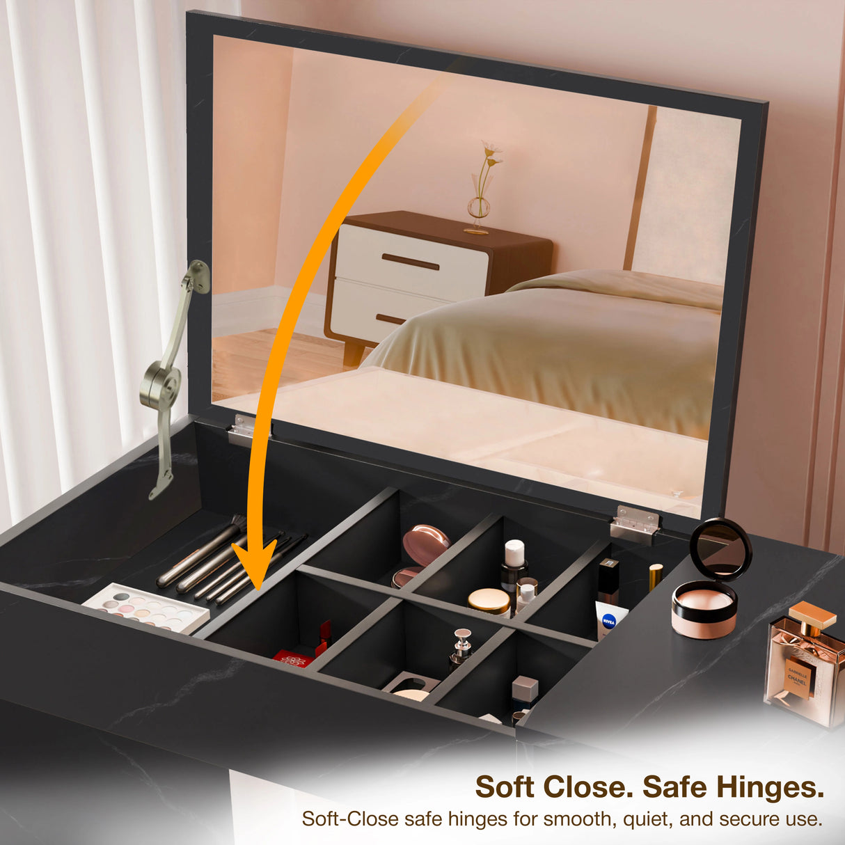 Dressing Table with Mirror and Storage - Makeup Vanity Desk for Girls