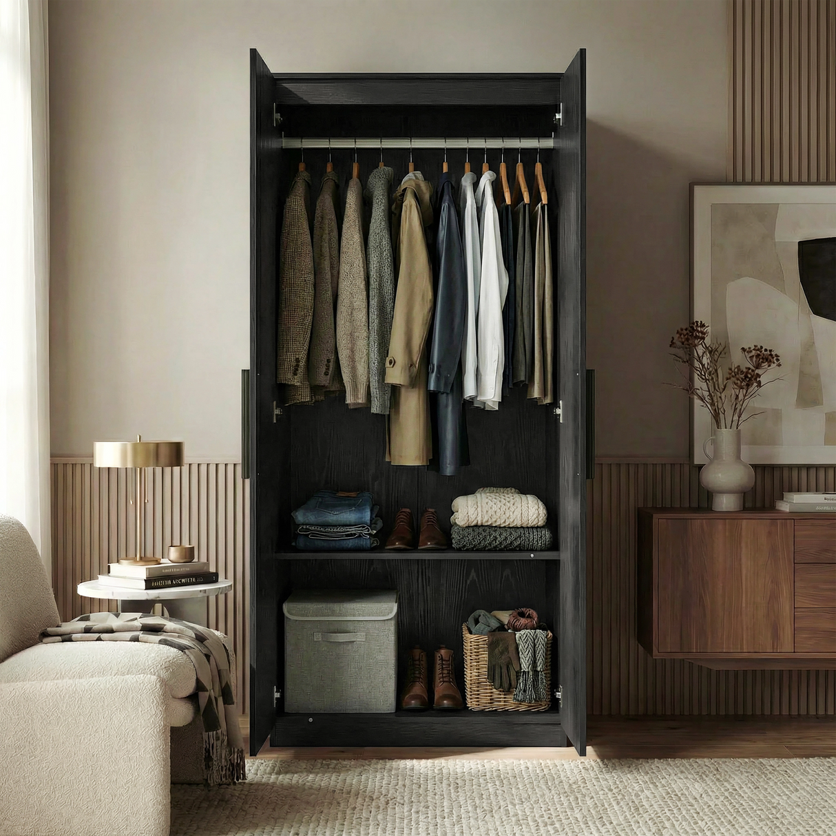 Blythe 3 Piece Bedroom Furniture Set - Black, Wardrobe & Drawers