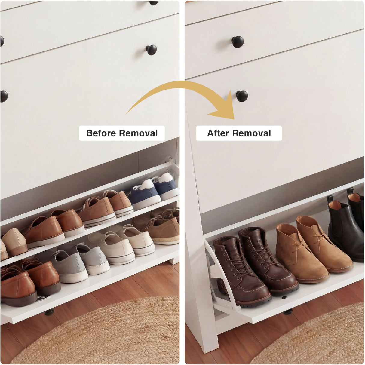 Modern Shoe Cabinet With Drawers | 2 Door Shoe Storage