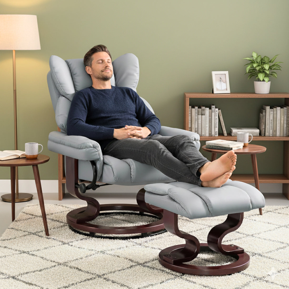 Swivel Recliner Chair with Footstool - Recliner Armchair