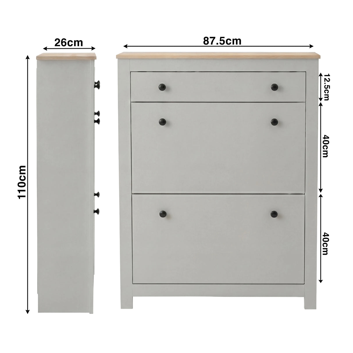 Modern Shoe Cabinet With Drawers | 2 Door Shoe Storage