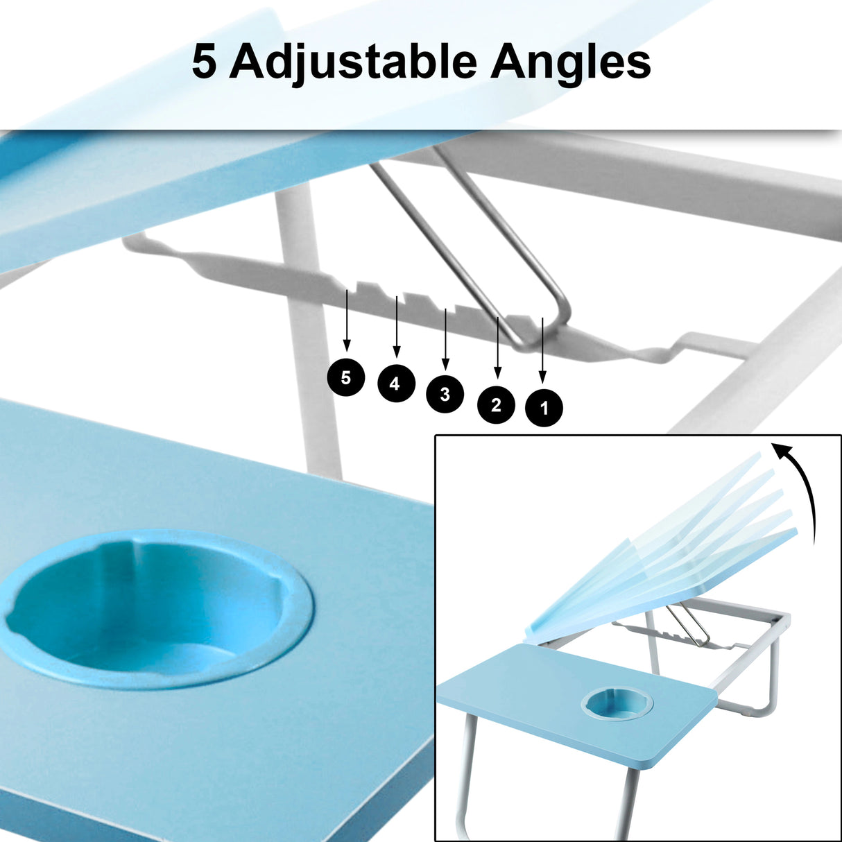 Portable Height Adjustable Laptop Table with Cup Holder