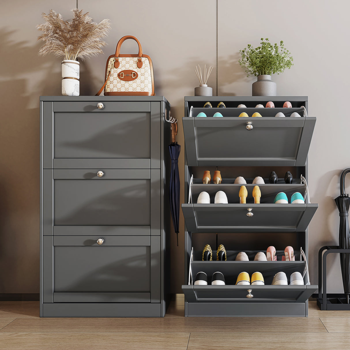 Shaker Shoe Cabinet For Hallway | Modern Shoe Storage Unit