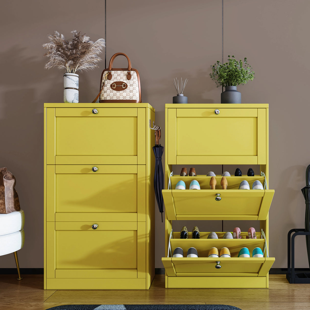 Shaker Shoe Cabinet For Hallway | Modern Shoe Storage Unit