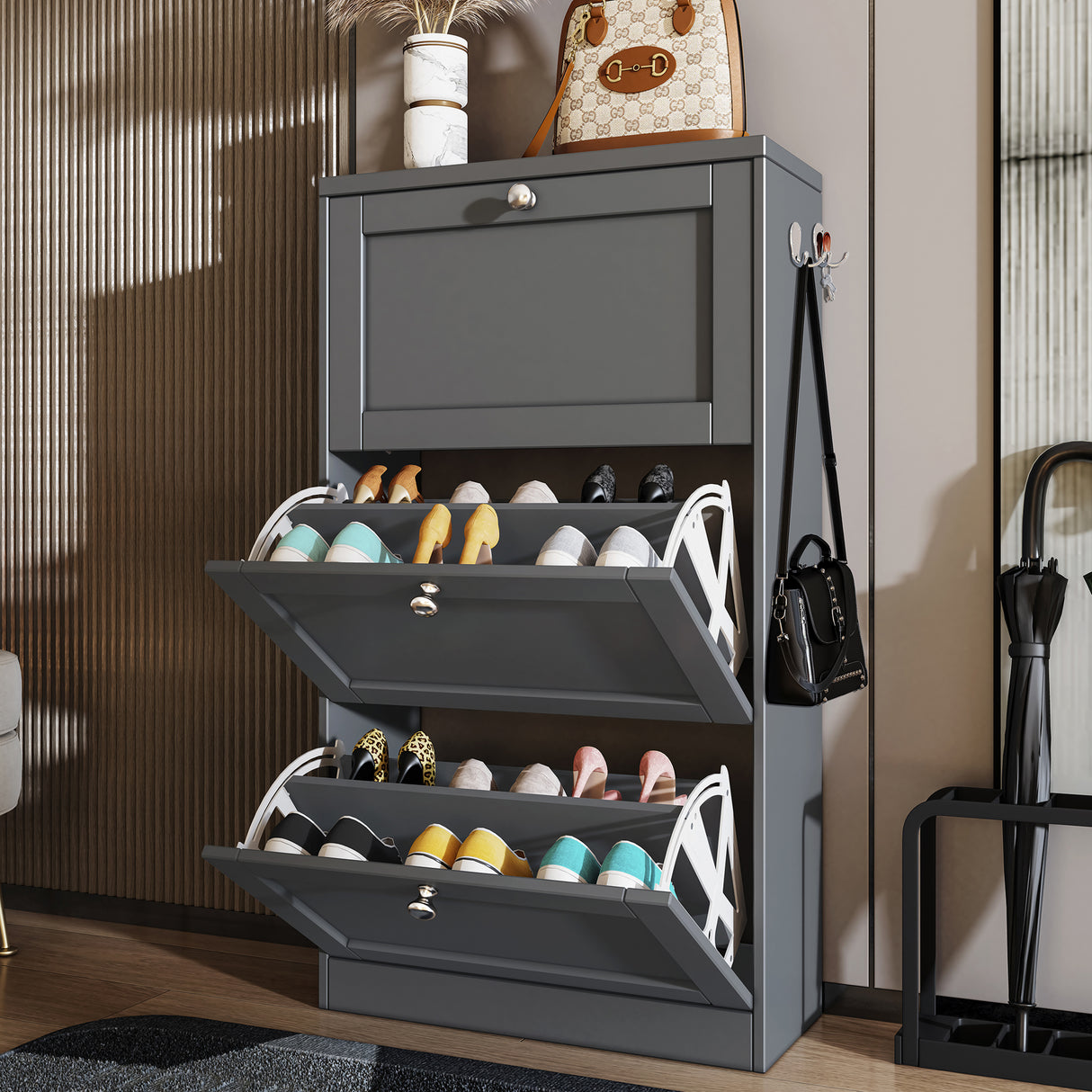 Shaker Shoe Cabinet For Hallway | Modern Shoe Storage Unit