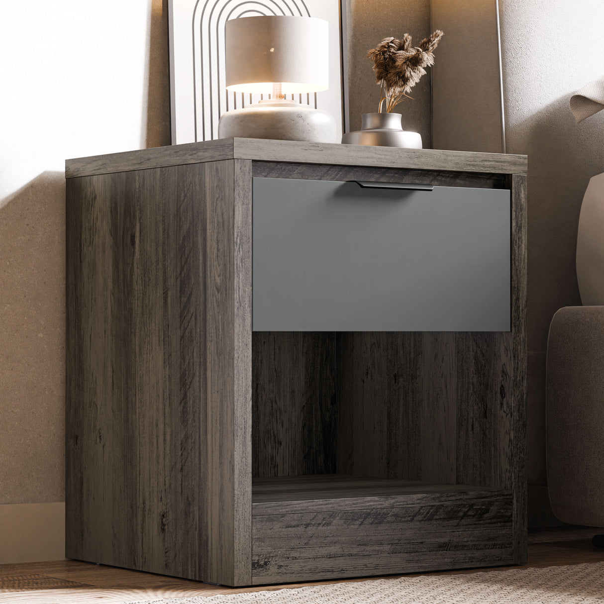 Skova 1 Drawer Bedside Table - Bedside Nightstand