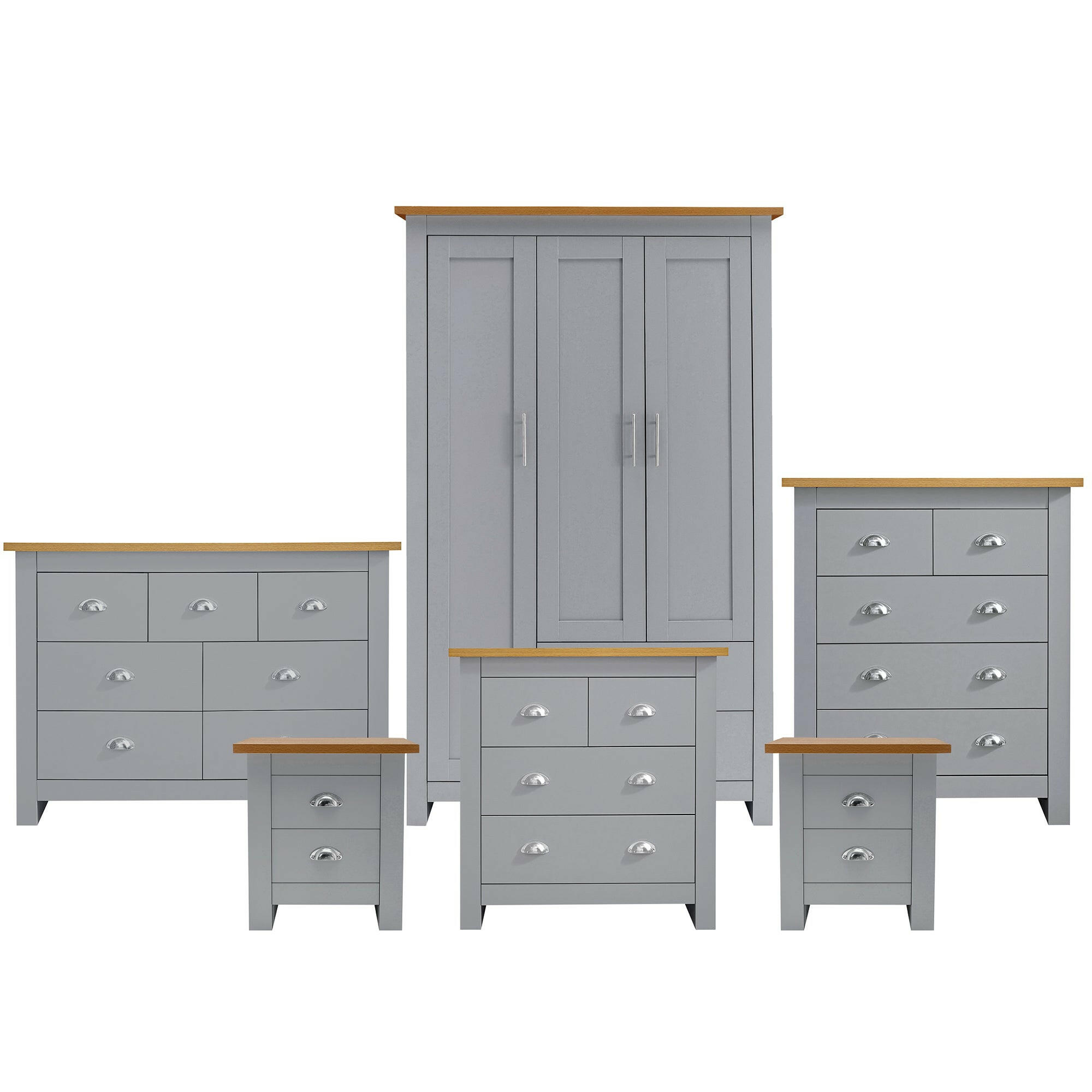wardrobe and drawers set grey