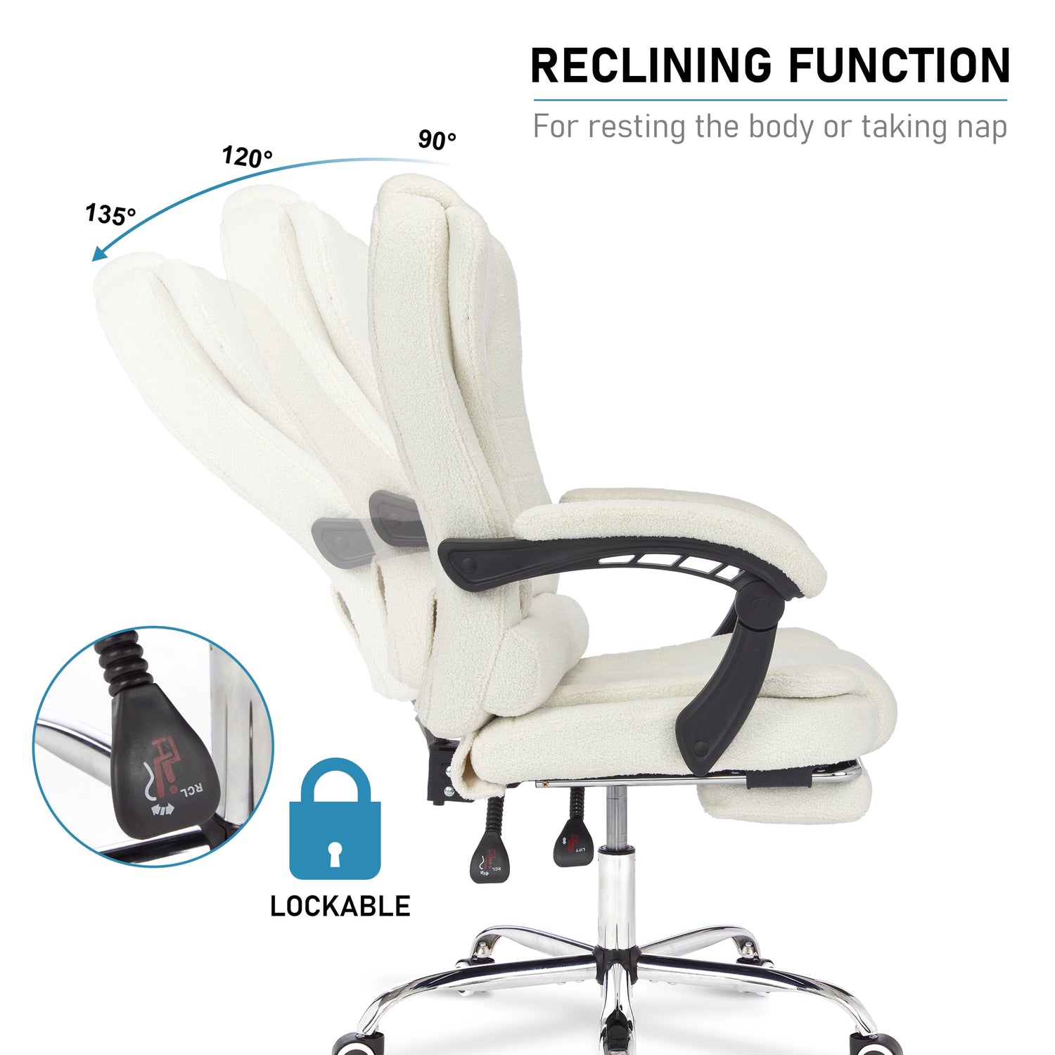 Ergonomic Office Chair With Footrest - Executive Computer Desk Chair