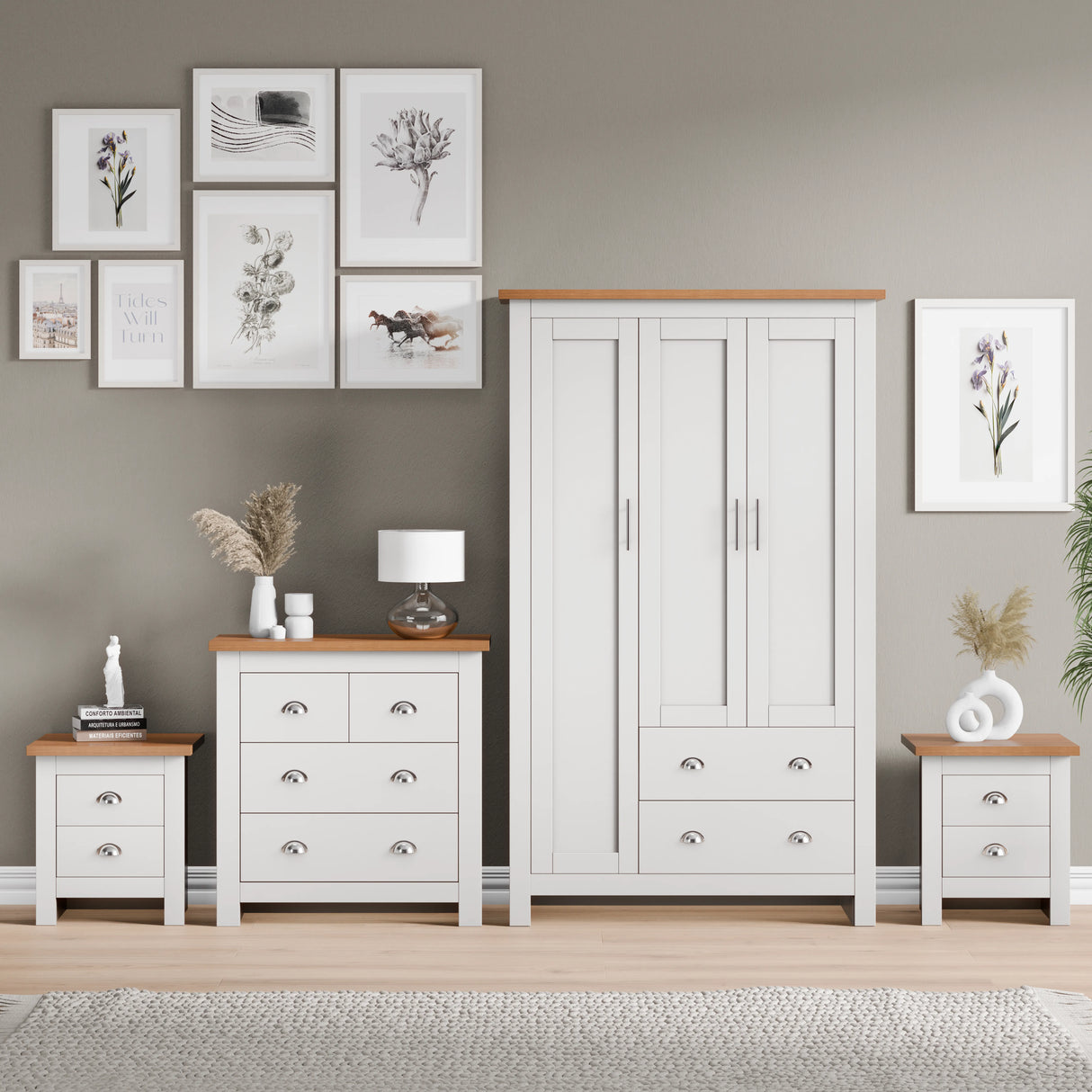 Shaker 4 Piece Bedroom Set - Wardrobe and Chest of Drawers