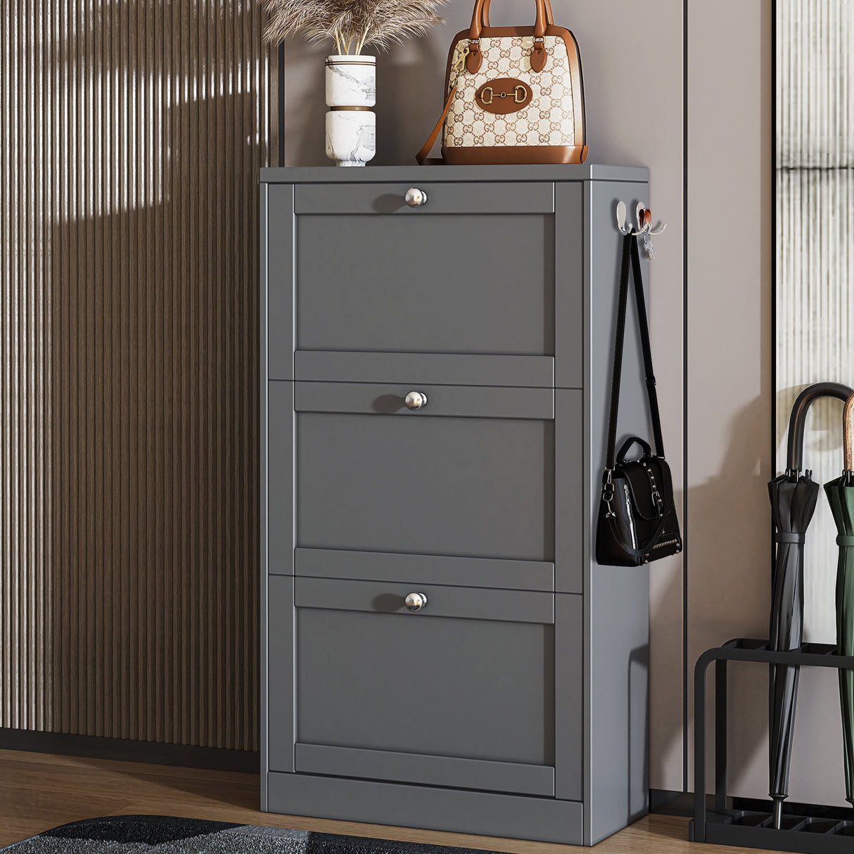 Shaker Shoe Cabinet For Hallway | Modern Shoe Storage Unit