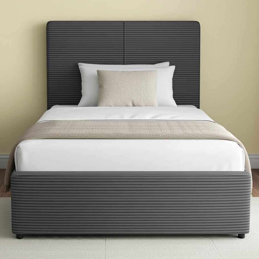 Velvet Ottoman Bed Frame - Gas Lift Ottoman Storage Bed