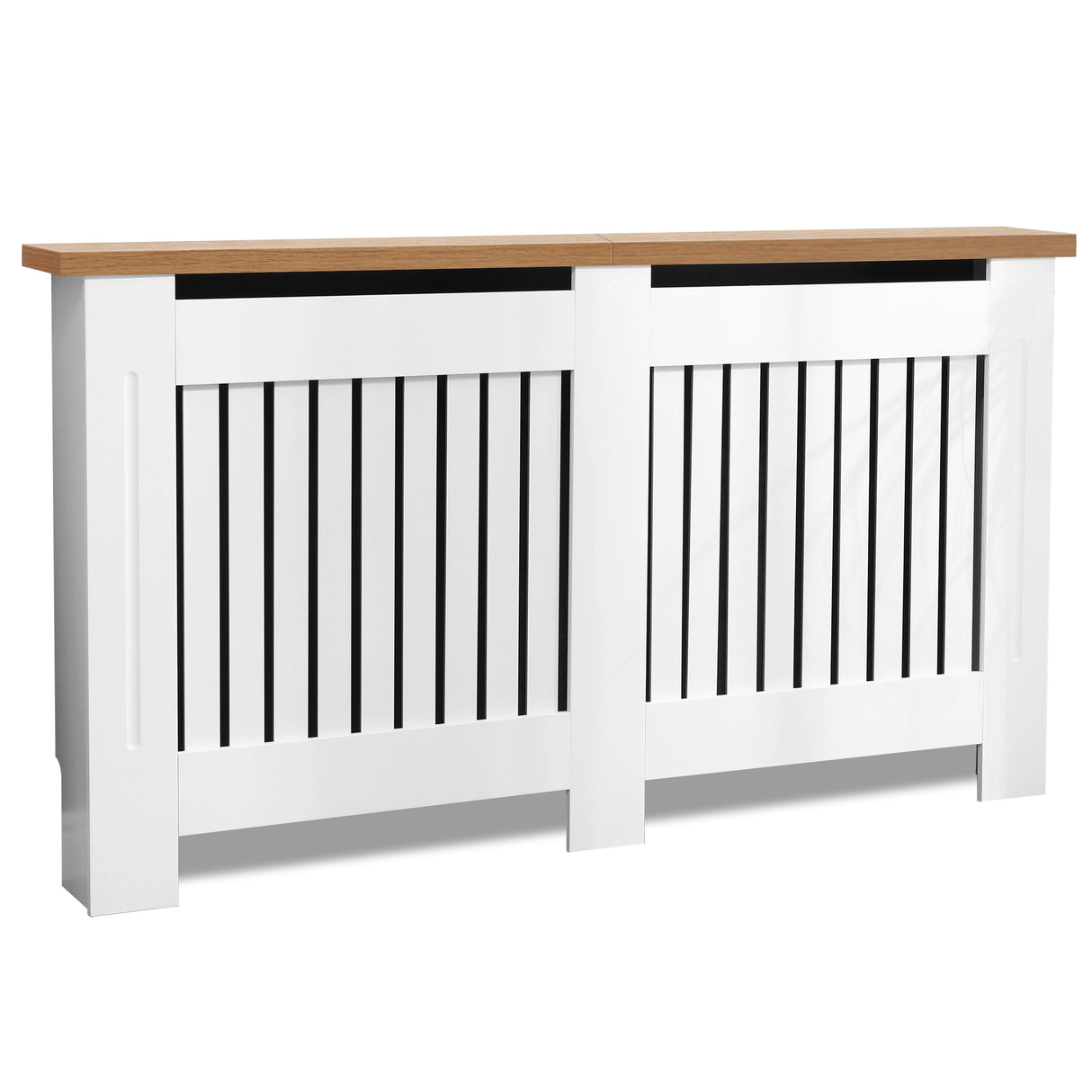 Radiator Cover With Oak Top - Vertical Slatted Design