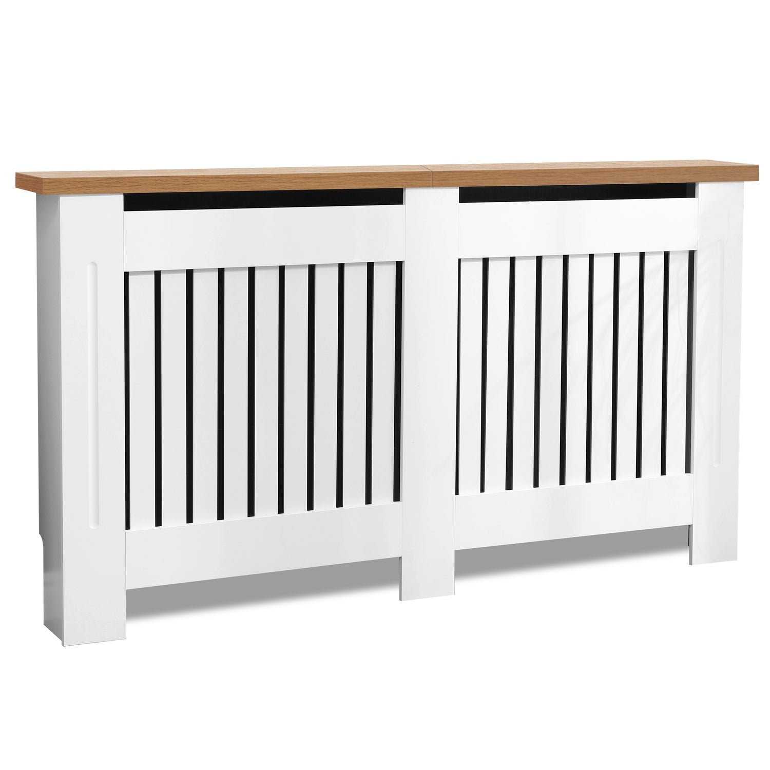 Radiator Cover With Oak Top - Vertical Slatted Design