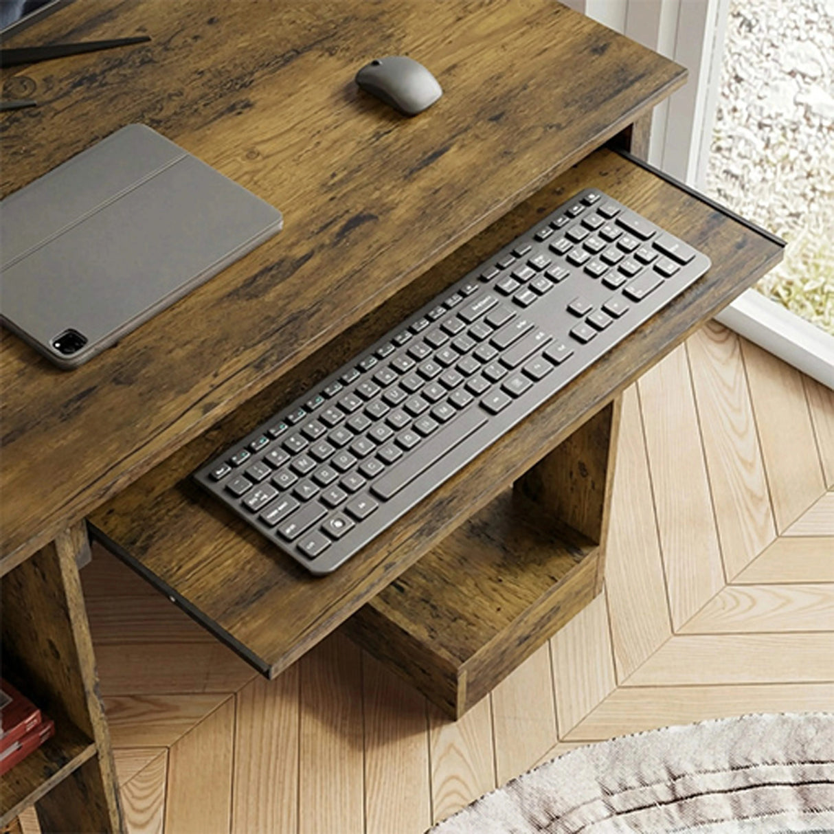 Small Computer Desk - Home Office Desk with Storage & Shelves