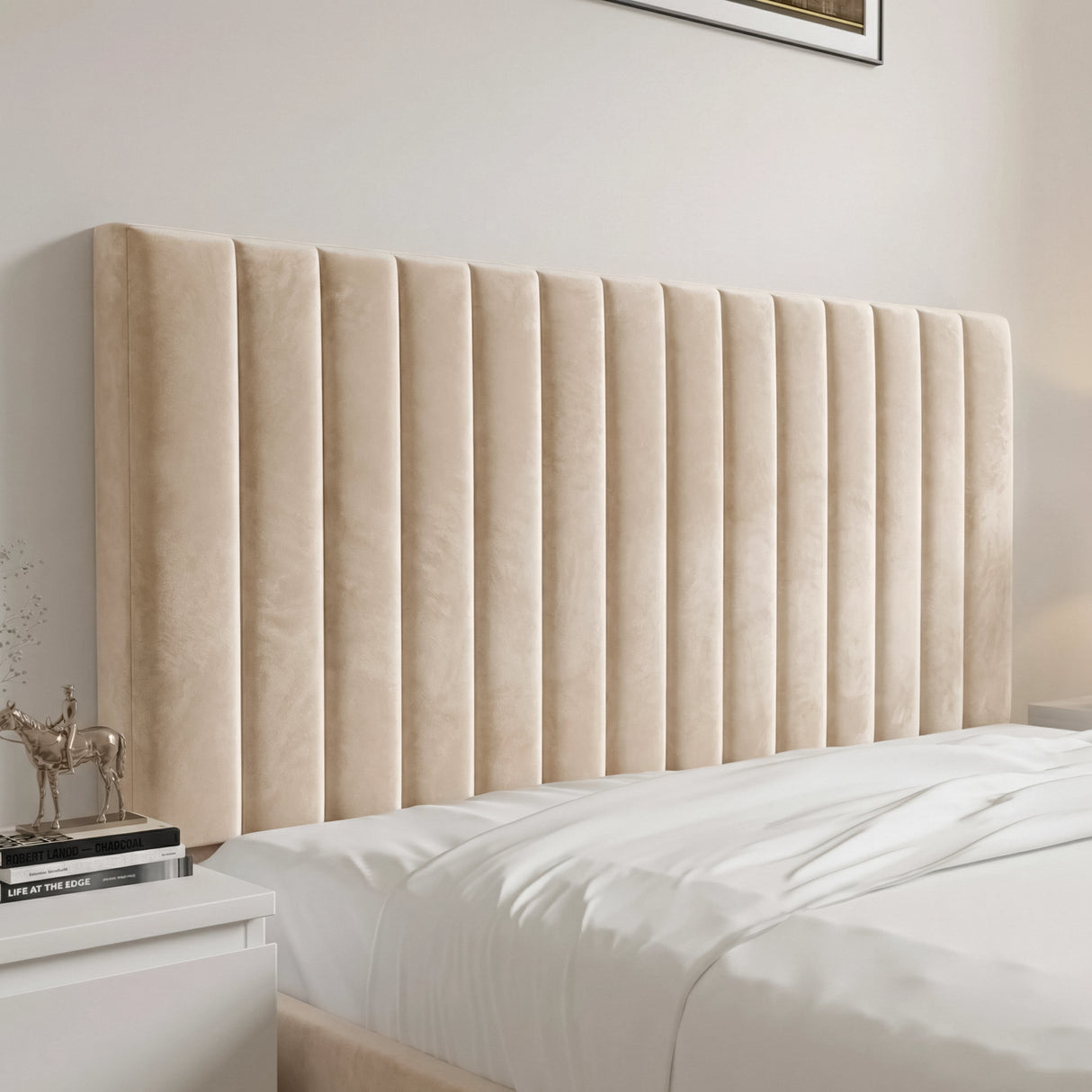 Vertical Line Ottoman Storage Bed - Velvet Ottoman Bed Frame