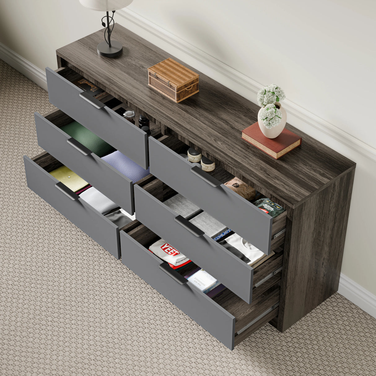 Skova Large 6 Chest of Drawers - Wide Bedroom Dresser