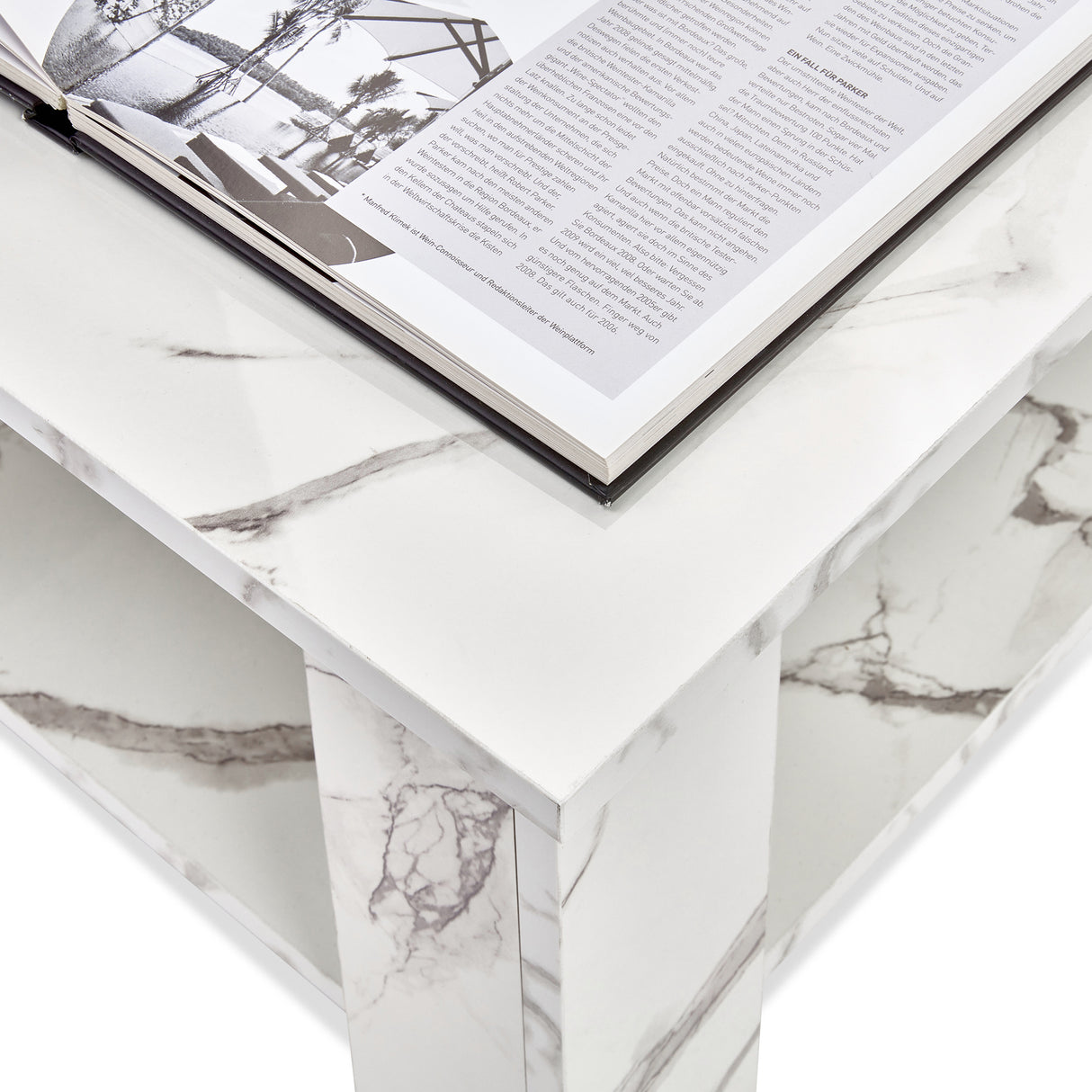 High gloss lift top coffee table with hidden storage shelf in white marble finish, featuring a modern design ideal for stylish UK living rooms.