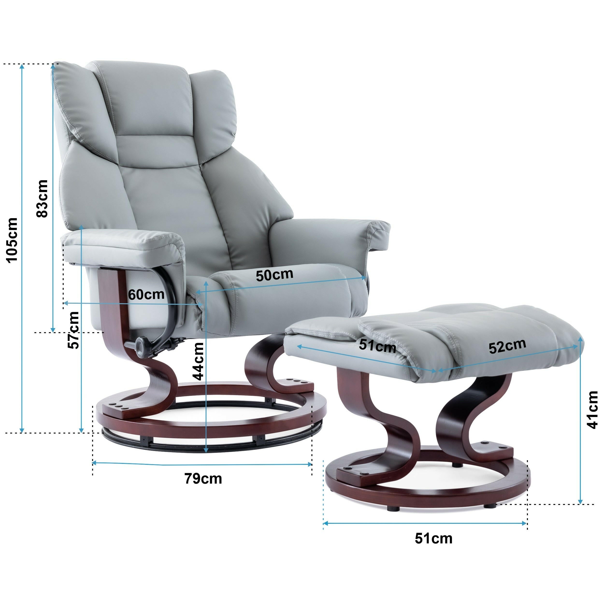 Blisswood LuxuraEase 360° Swivel Recliner Armchair with Footstool