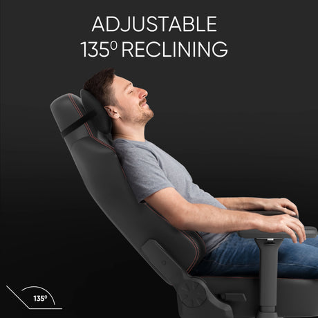 Office Gaming Chair with Wide Seat PC Computer Gamer Chair Xstriker featuring 135-degree adjustable reclining for ergonomic comfort and back support.