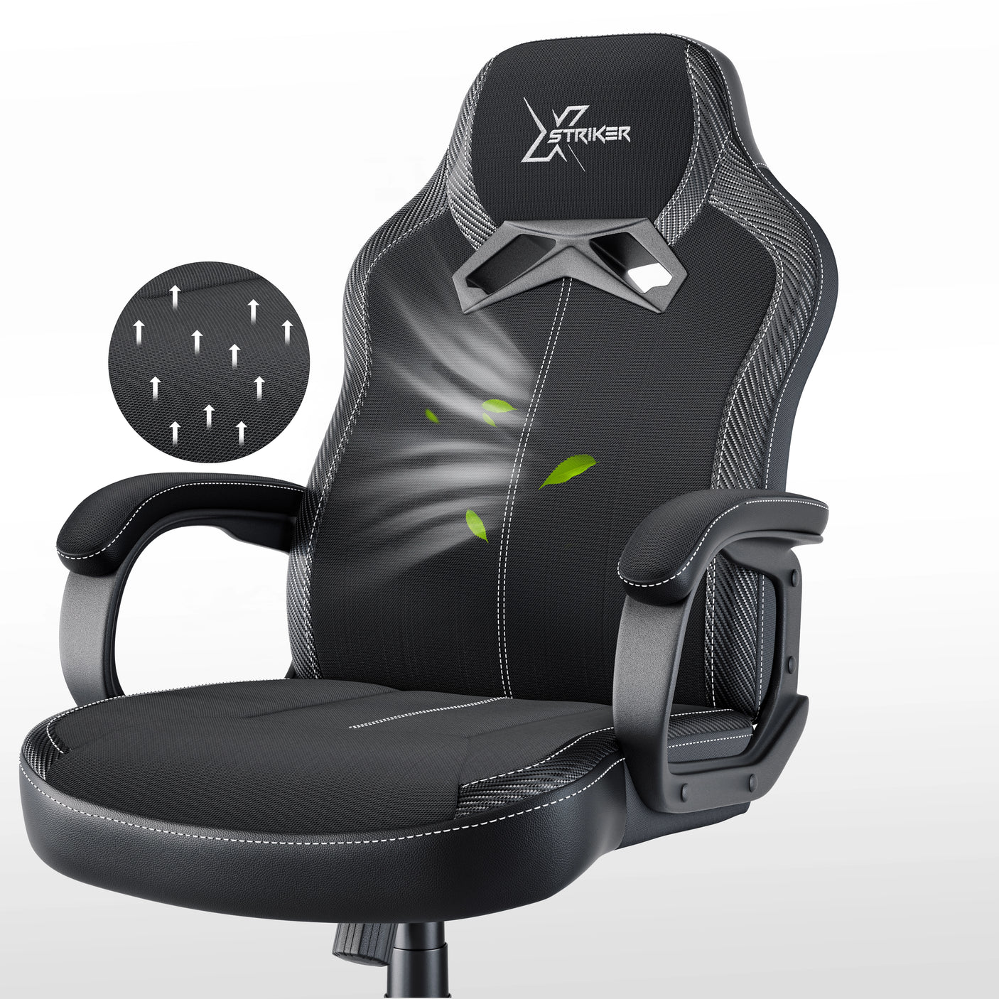 Xstriker Kids Gaming Chair with breathable fabric, padded armrests, and ergonomic backrest for home office or study desk use. Ideal for children’s gaming setup.