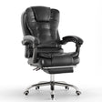 Black office chair with reclining feature on a white background