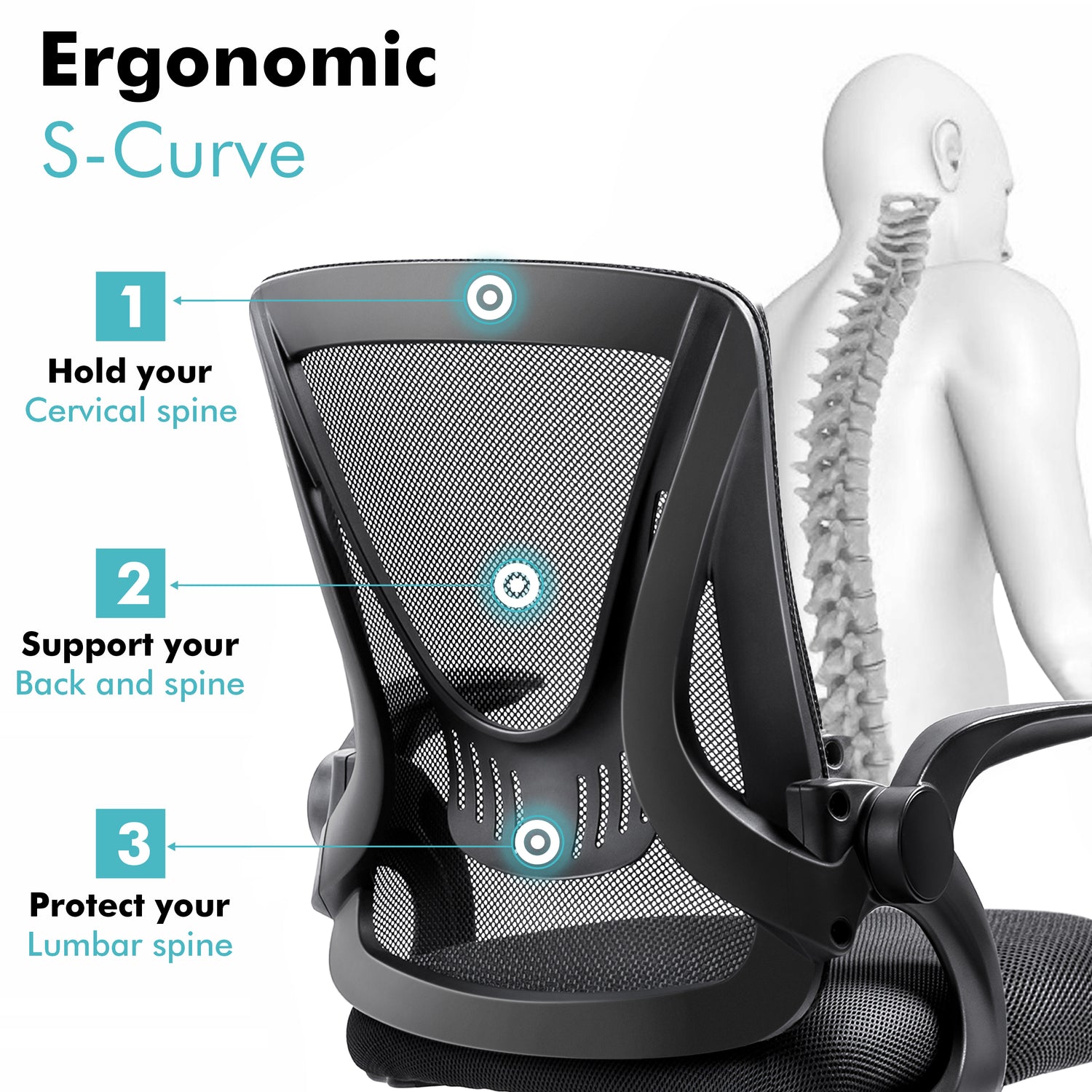 Ergonomic lumbar support chair with mesh backrest to maintain healthy posture and reduce strain.