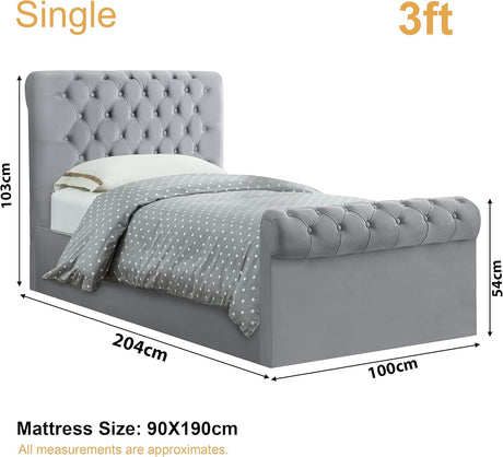 Single beds size 103x204x100 cm, ideal for small rooms or children's bedrooms