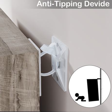 anti-tip device shown on coach wood cube bookcase, ensuring secure and stylish storage in living areas
