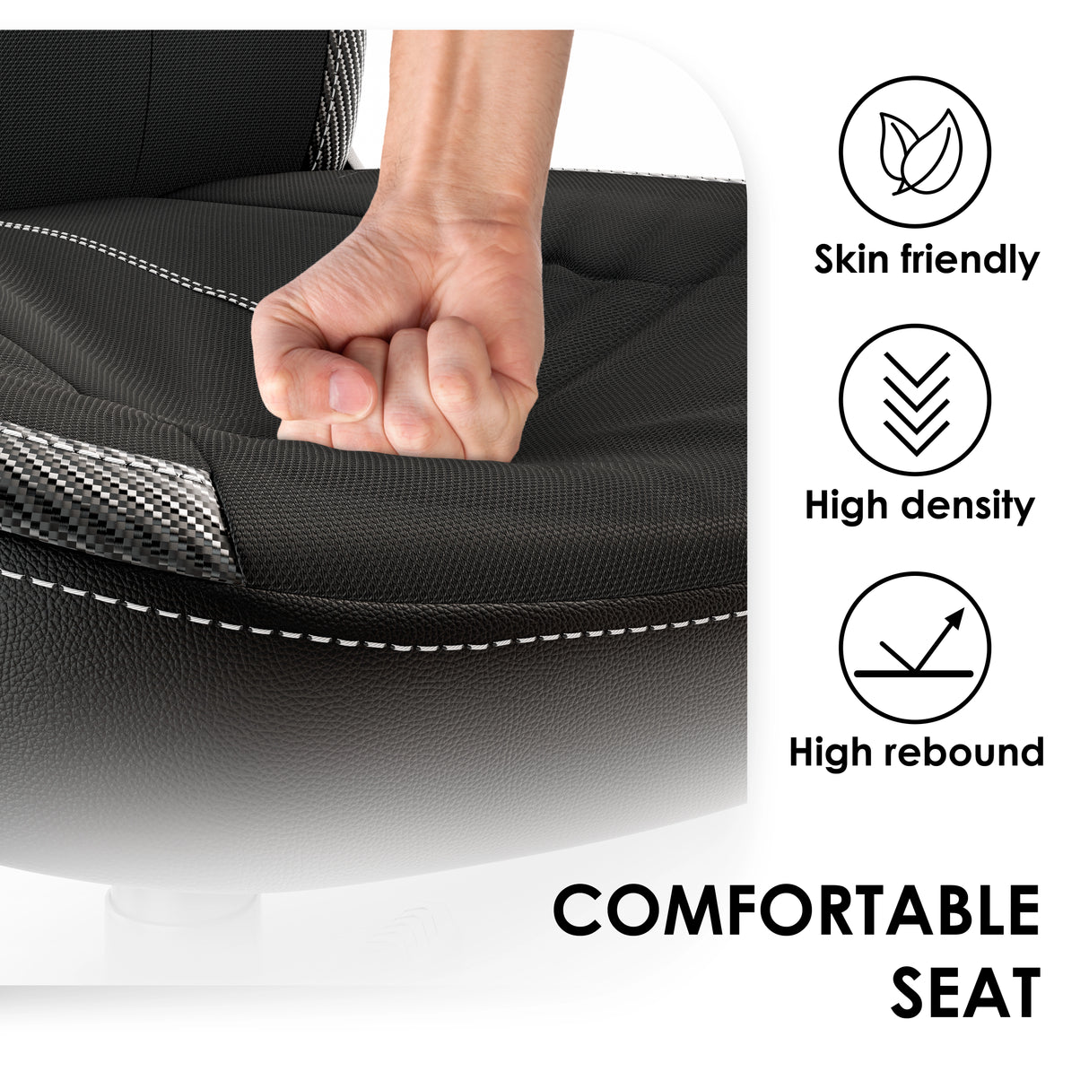 Xstriker Kids Gaming Chair with high-density, skin-friendly fabric and high rebound cushioning for comfort. Ideal small desk chair for home office use.