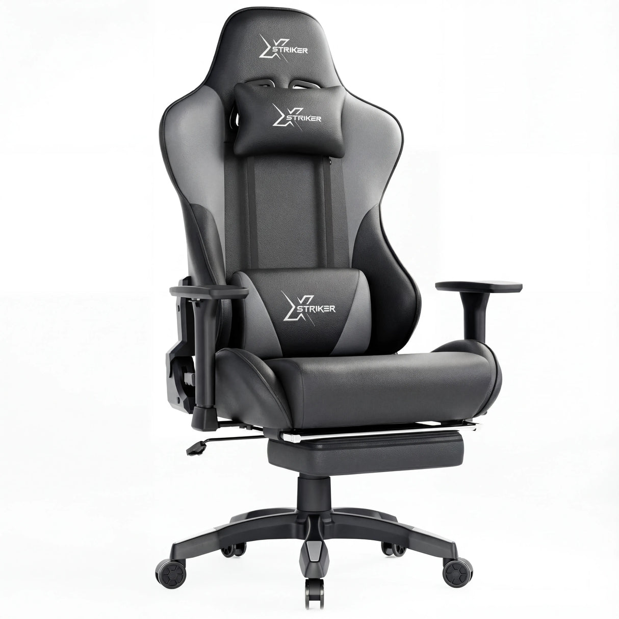 Comfy Gaming Chair with Footrest, Wide Seat & 3D Armrest Xstriker in black with ergonomic design, lumbar support, and adjustable features for adults.