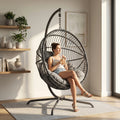 Garden Hanging Egg Chair with Stand Outdoor Indoor Swing Chair
