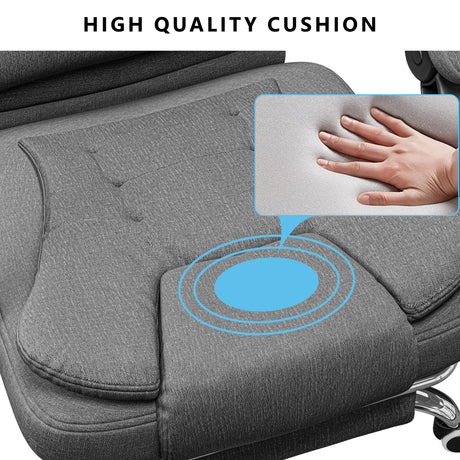 designed for comfort, this heated massage office chair in dark grey linen adds warmth and support for daily use