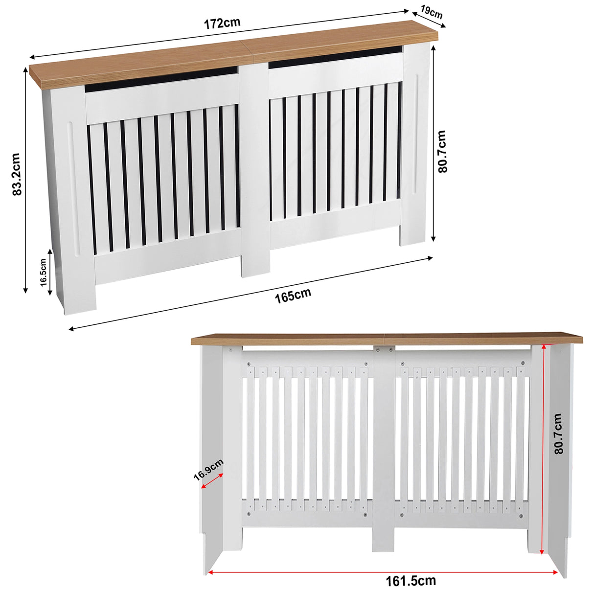 Radiator Cover With Oak Top - Vertical Slatted Design