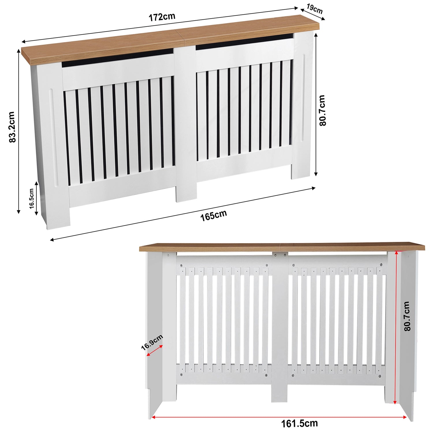 Radiator Cover With Oak Top - Vertical Slatted Design