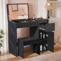 Flip-Up Mirror Dressing Table with Storage & Stool, Makeup Desk