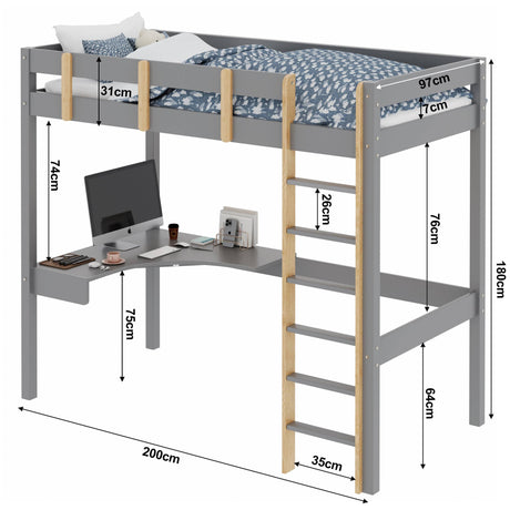 full size bed bunk, 200cm x 97cm x 180cm, perfect for saving space and durability.