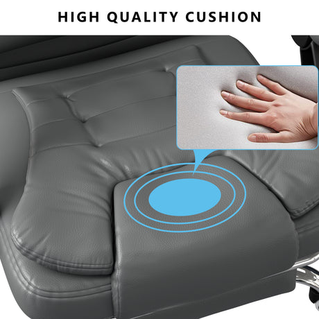 heated office chair in grey PU leather featuring plush padding for all-day comfort at your home or office desk