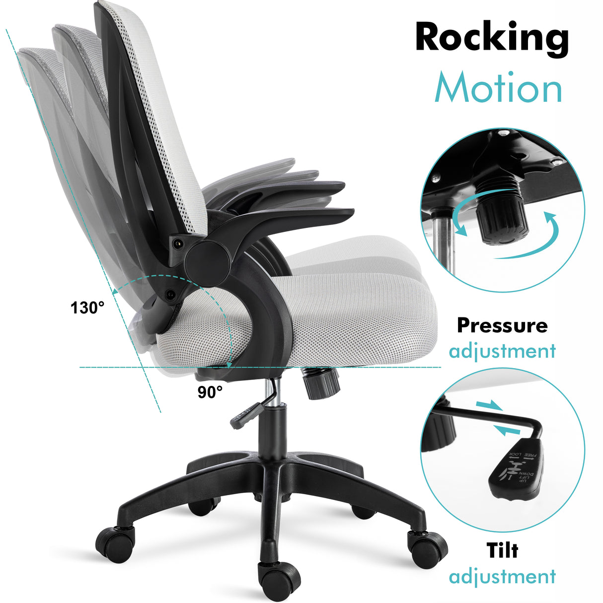 Desk chair UK with adjustable height, tilt lock, and breathable mesh backrest for ergonomic seating.