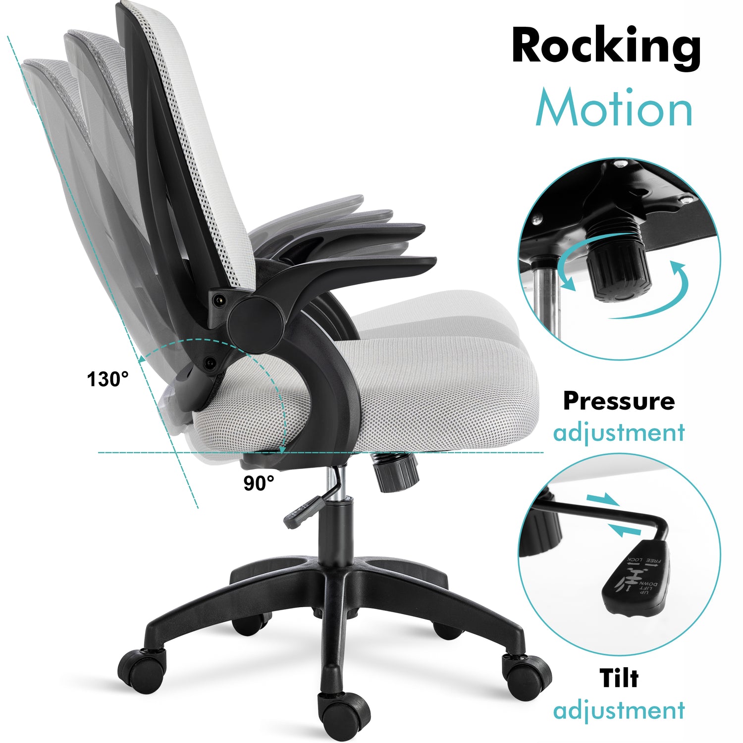 Desk chair UK with adjustable height, tilt lock, and breathable mesh backrest for ergonomic seating.