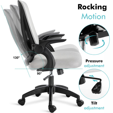 Desk chair UK with adjustable height, tilt lock, and breathable mesh backrest for ergonomic seating.