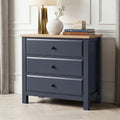 Haven Blue Painted 3 Chest of Drawers - Oak Top