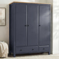 Haven Blue Painted 3 Door Wardrobe with Drawers and Shelves