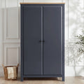 Haven Blue 2 Door Double Wardrobe with Shelves and Hanging Rail