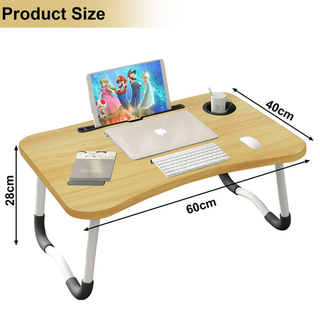 Wooden laptop table for bed, providing a stylish workspace from the comfort of your bed.