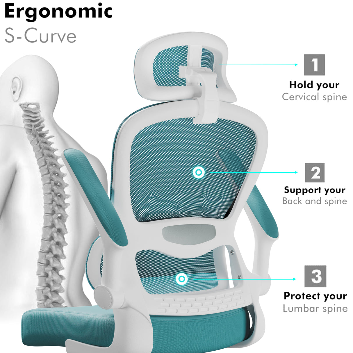 Light blue height adjustable chair with smooth gas lift and breathable mesh backrest.
