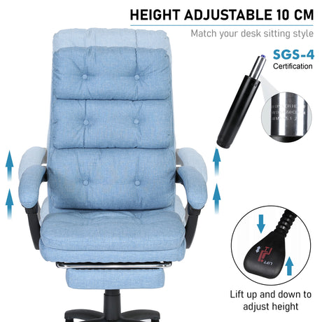 Close-up of the adjustable chair showing 10 cm height adjustment with SGS-4 certified gas lift and under-seat knob