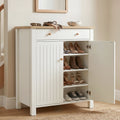Linra White 4 Tier Painted Shoe Storage Cabinet With Drawer