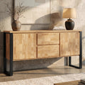 150cm Mango Wood Effect Industrial Sideboard with 2 Drawers
