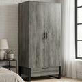 Millwright Industrial 2 Door Wardrobe with Drawer - Wooden Grey Effect