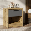 Modern Oak Effect Bedside Table with Drawer & Shelf